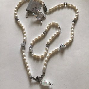 Pearl Hand Painted 3pc Jewelry Set